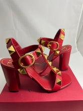 Load image into Gallery viewer, Valentino Red Leather Large Rockstud Sandals