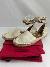 Load image into Gallery viewer, Valentino Ivory Leather Rockstud Ankle Wrap Espadrilles