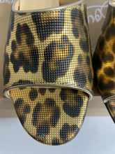 Load image into Gallery viewer, Christian Louboutin Leopard Print Metallic East Mules