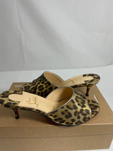 Load image into Gallery viewer, Christian Louboutin Leopard Print Metallic East Mules