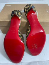 Load image into Gallery viewer, Christian Louboutin Leopard Print Metallic East Mules