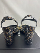 Load image into Gallery viewer, Chanel 17P Black Gold Python Chain Sandals