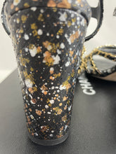 Load image into Gallery viewer, Chanel 17P Black Gold Python Chain Sandals