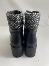Load image into Gallery viewer, Moncler Viviane Black Leather Military Combat Boots Wool Cuff