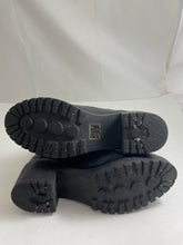 Load image into Gallery viewer, Moncler Viviane Black Leather Military Combat Boots Wool Cuff
