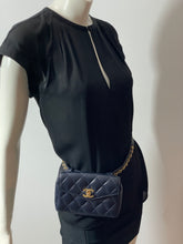 Load image into Gallery viewer, Chanel Navy Blue Gold Hardware Fanny Belt Bag