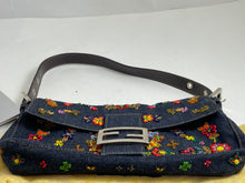 Load image into Gallery viewer, Fendi Denim Baguette Embellished Shoulder Bag