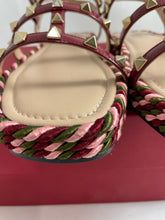 Load image into Gallery viewer, Valentino Garavani Rockstud Red Patent Leather Cage/Rope Espadrille Sandals