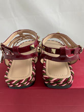 Load image into Gallery viewer, Valentino Garavani Rockstud Red Patent Leather Cage/Rope Espadrille Sandals