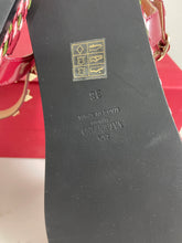 Load image into Gallery viewer, Valentino Garavani Rockstud Red Patent Leather Cage/Rope Espadrille Sandals