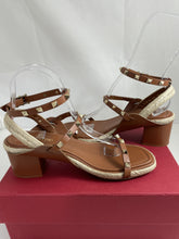 Load image into Gallery viewer, Valentino Garavani Rockstud Brown Ankle-strap Espadrille Sandals