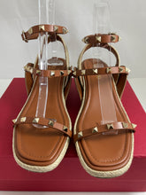 Load image into Gallery viewer, Valentino Garavani Rockstud Brown Ankle-strap Espadrille Sandals