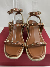 Load image into Gallery viewer, Valentino Garavani Rockstud Brown Ankle-strap Espadrille Sandals