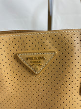 Load image into Gallery viewer, Prada Nude/Caramel Perforated Large Top Handle Tote Bag