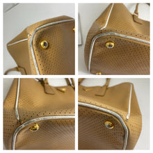 Load image into Gallery viewer, Prada Nude/Caramel Perforated Large Top Handle Tote Bag
