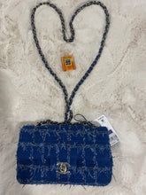 Load image into Gallery viewer, Chanel 23C Blue Tweed Mini Rectangle Crossbody Bag