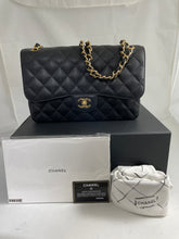 Load image into Gallery viewer, Chanel Classic Black Caviar Double Flap Jumbo Handbag