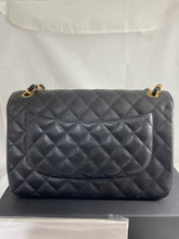 Load image into Gallery viewer, Chanel Classic Black Caviar Double Flap Jumbo Handbag
