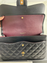 Load image into Gallery viewer, Chanel Classic Black Caviar Double Flap Jumbo Handbag