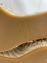 Load image into Gallery viewer, Valentino Metallic Gray Leather Rockstud Ankle Wrap Sandal Espadrilles