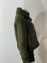 Load image into Gallery viewer, Mother Dark Green Faux Suede & Shearling Bomber Jacket