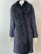 Load image into Gallery viewer, Saks Fur Salon Navy Tweed Wool Blend Coat