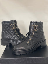 Load image into Gallery viewer, Chanel Black Quilted Leather Bravo Combat Boots