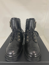 Load image into Gallery viewer, Chanel Black Quilted Leather Bravo Combat Boots