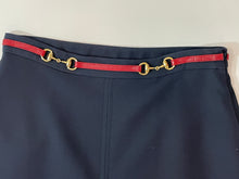 Load image into Gallery viewer, Gucci Navy Wool & Leather Horsebit Mini Skirt