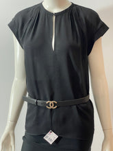 Load image into Gallery viewer, Chanel Black Leather Belt With Gold/Silver/Ruthenium Buckle