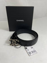 Load image into Gallery viewer, Chanel Black Quilted Leather Belt With Gold Black Leather Buckle