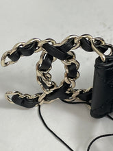 Load image into Gallery viewer, Chanel Black Quilted Leather Belt With Gold Black Leather Buckle