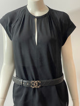 Load image into Gallery viewer, Chanel Black Quilted Leather Belt With Gold Black Leather Buckle