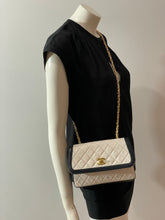 Load image into Gallery viewer, Chanel Vintage 1990s Lambskin Single Flap White/Navy Handbag