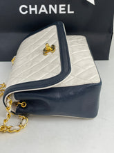 Load image into Gallery viewer, Chanel Vintage 1990s Lambskin Single Flap White/Navy Handbag