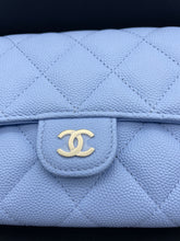 Load image into Gallery viewer, Chanel Light Blue Flap Long Caviar Wallet
