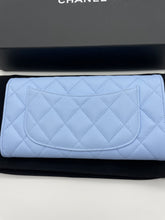Load image into Gallery viewer, Chanel Light Blue Flap Long Caviar Wallet