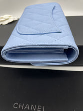 Load image into Gallery viewer, Chanel Light Blue Flap Long Caviar Wallet