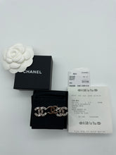 Load image into Gallery viewer, Chanel CC Silver Tone Baguette Crystal Earrings