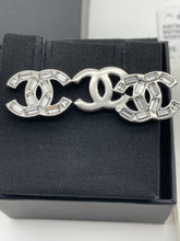 Load image into Gallery viewer, Chanel  CC Silver Tone Baguette Crystal Earrings
