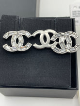 Load image into Gallery viewer, Chanel CC Silver Tone Baguette Crystal Earrings