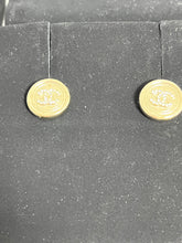 Load image into Gallery viewer, Chanel Gold Round Button Crystal CC Earrings
