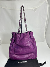 Load image into Gallery viewer, Chanel Purple Caviar Drawstring Tote Shoulder bag