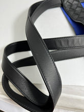 Load image into Gallery viewer, Bottega Veneta Black Blue Intreciatto Leather Tote Handbag