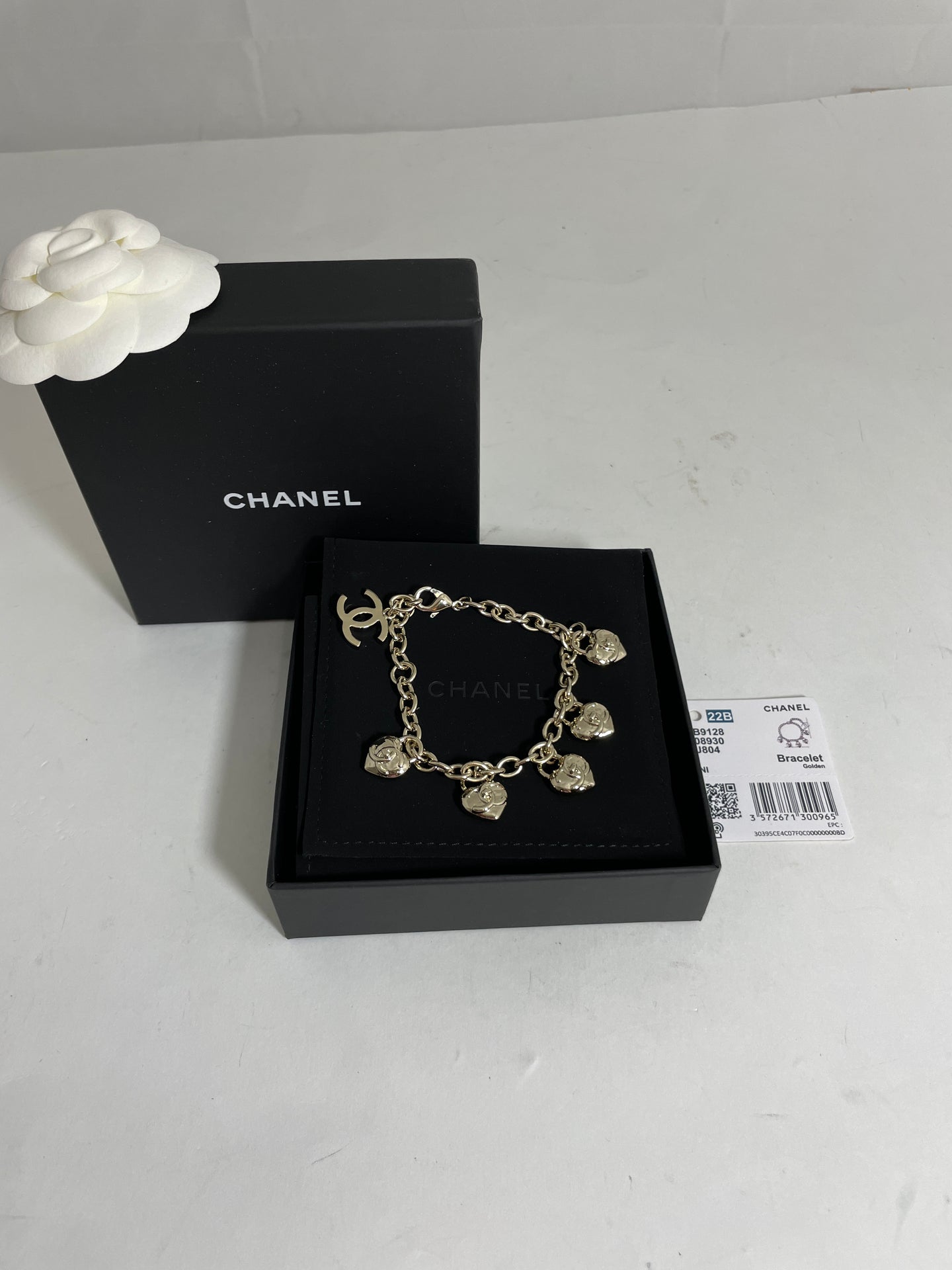 Chanel CC Gold Tone Chain w/ Heart Turnlock Charms