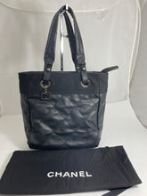 Load image into Gallery viewer, Chanel Black Paris Biarritz Coated Canvas Tote Handbag