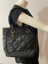 Load image into Gallery viewer, Chanel Black Paris Biarritz Coated Canvas Tote Handbag