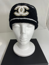 Load image into Gallery viewer, Chanel Black Cashmere With White Trim Headband