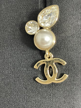Load image into Gallery viewer, Chanel Large 2 Crystal Pearl With Gold Tone CC Drop Earrings