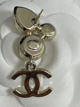 Load image into Gallery viewer, Chanel Large 2 Crystal Pearl With Gold Tone CC Drop Earrings